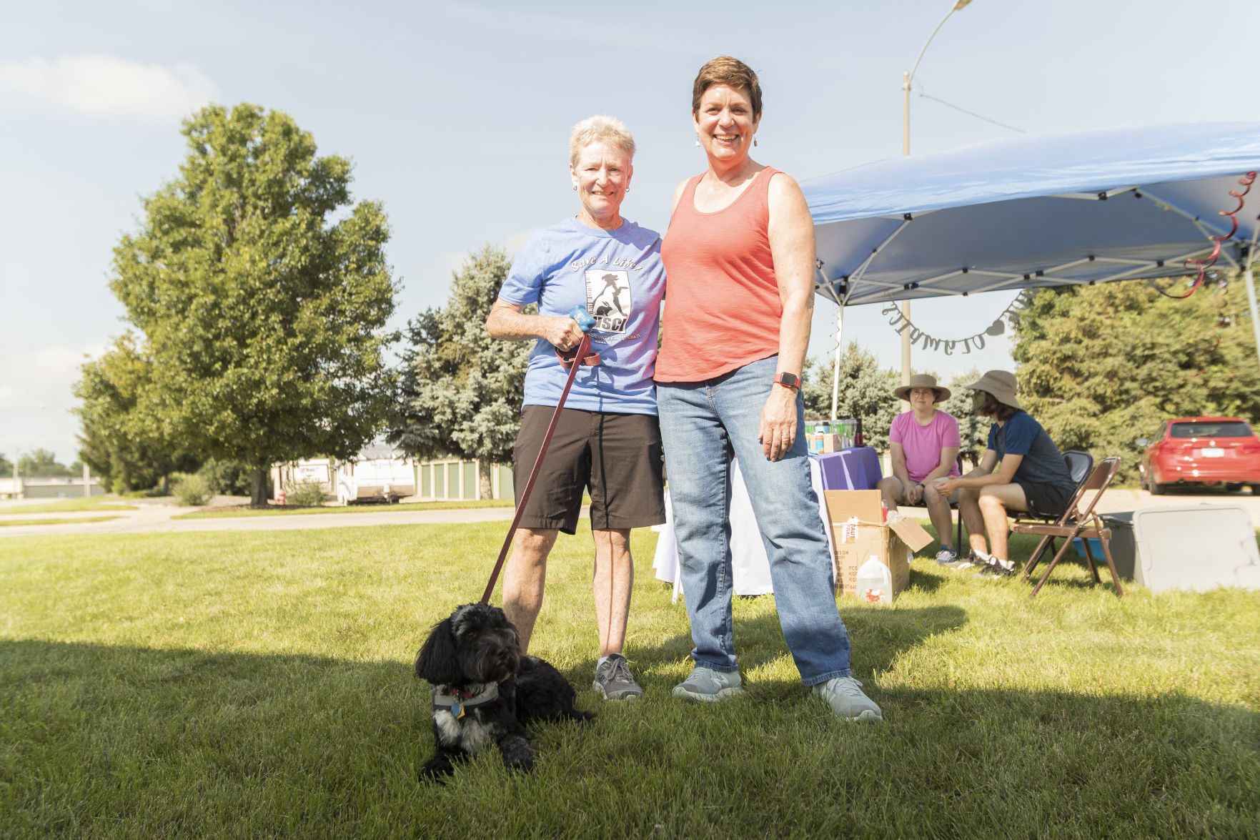 Kathy Schniedwind with Aspen, Elizabeth Crowe, Humane Society of Central Illinois Development Director